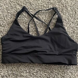 Sleek Black Strappy Sports Bra